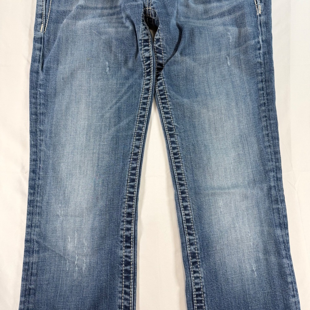 Miss Me Straight Leg Embellished Cross Jeans Blue Size 29 Inseam 34 - Picture 6 of 13
